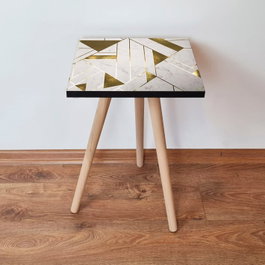 Hanah Home Shp231 Mesa Auxiliar Gris y Oro